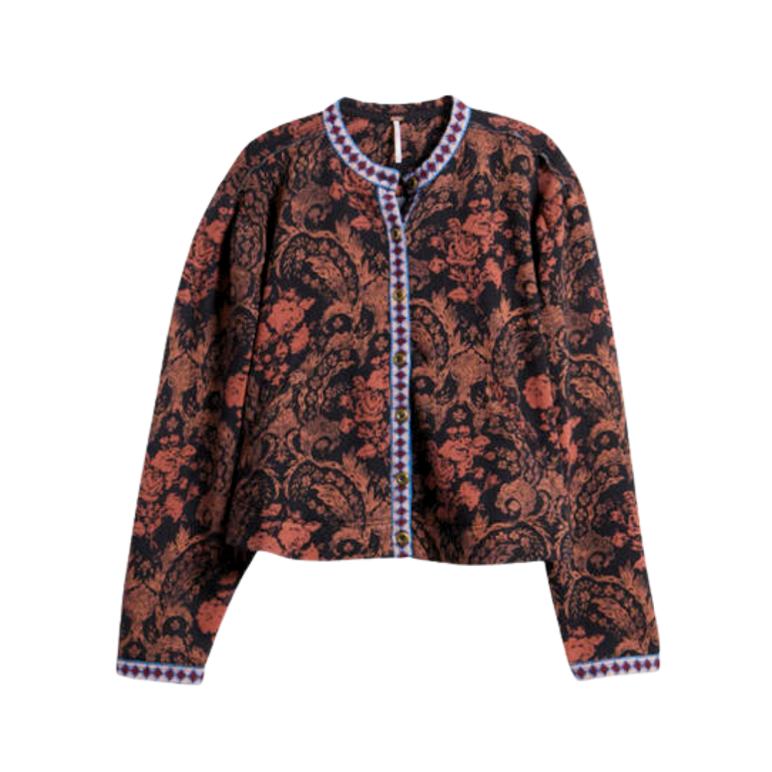 Contrast Trim Printed Jacket