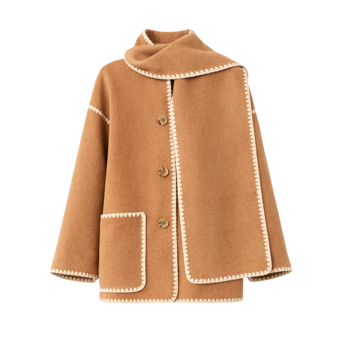 Double-Faced Merino Wool Scarf Coat