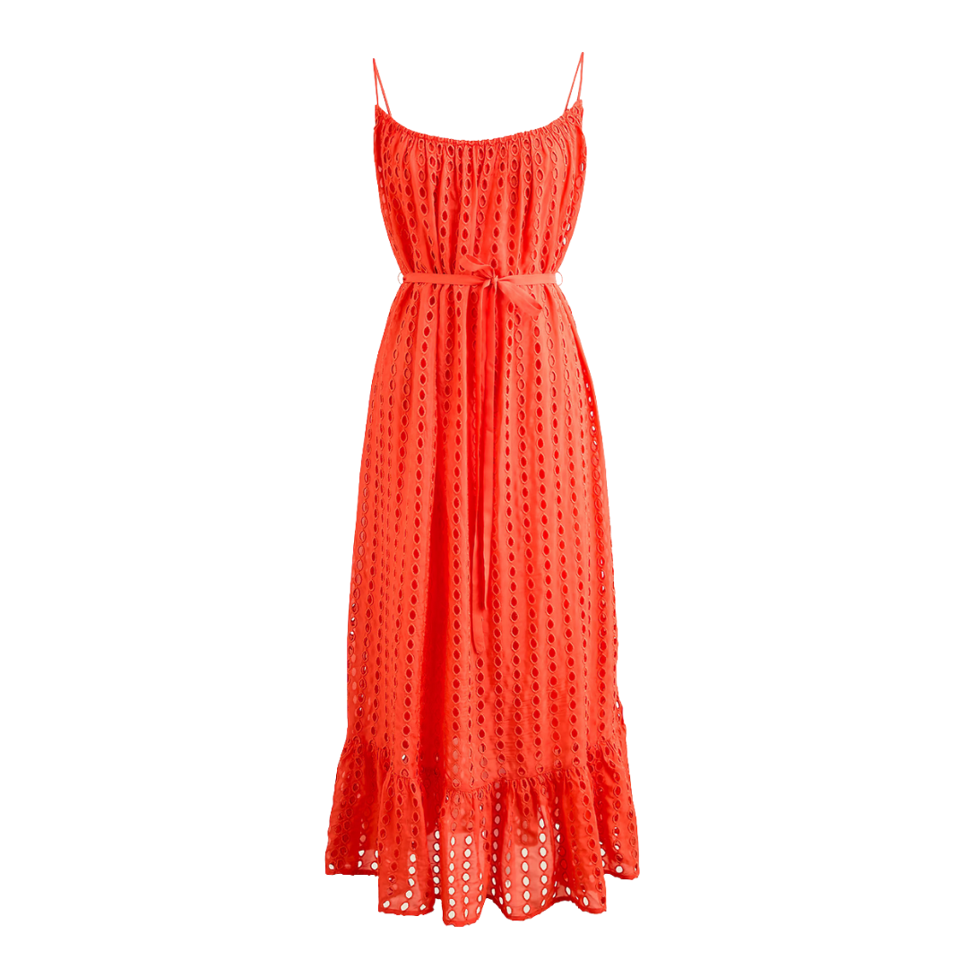 Oval eyelet midi dress
