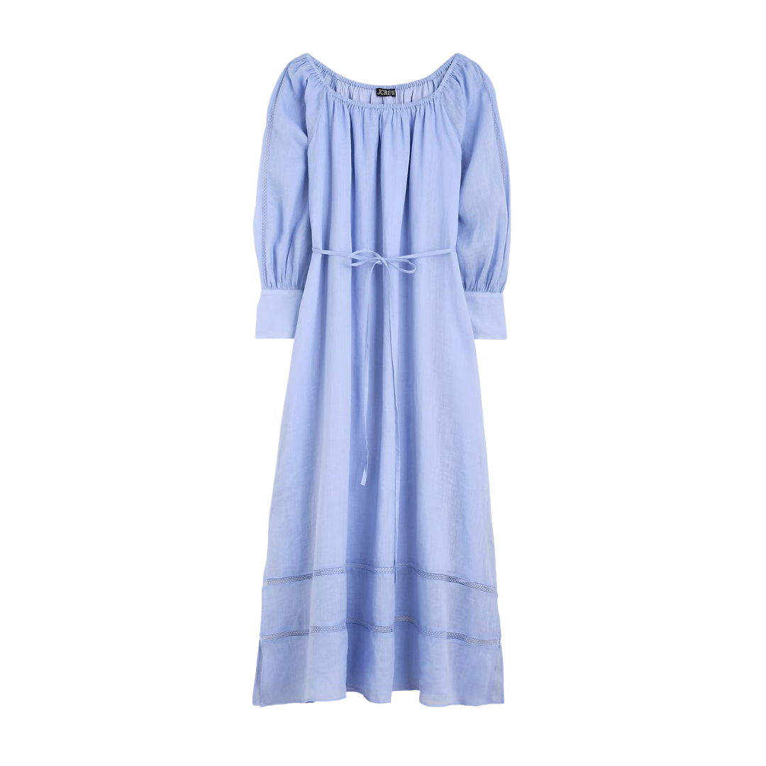 remi long sleeve gathered maxi dress Gathered maxi dress in ramie