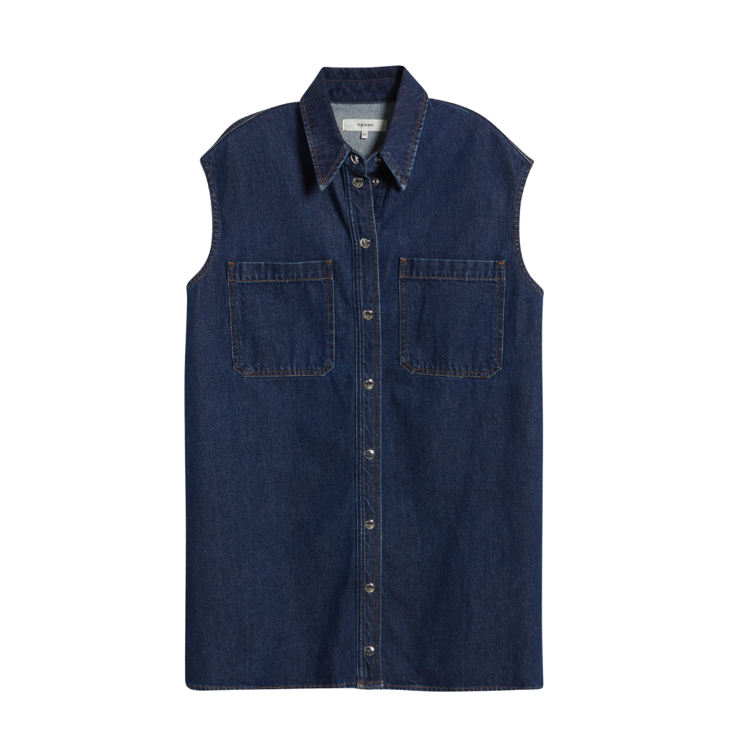 The Sleeveless Denim Mini Shirtdress
