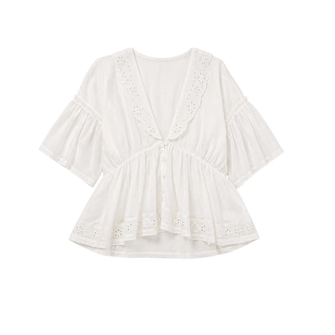 Elle Eyelet Detail Cotton Top