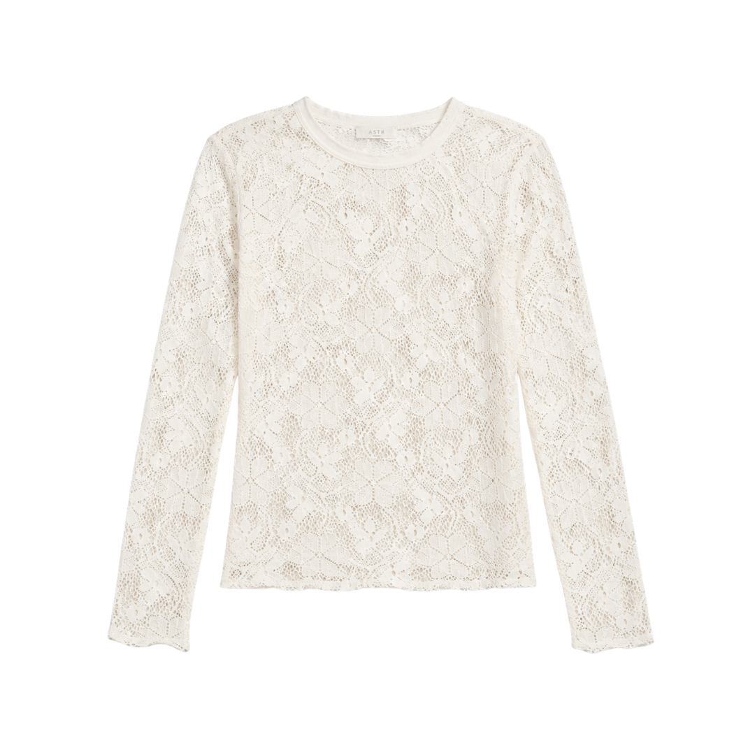 In the Meadow Semisheer Cotton Blend Lace T-Shirt