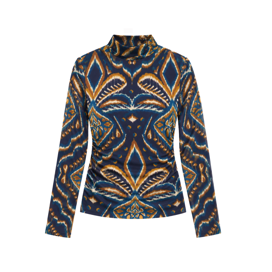 Mock Neck Long Sleeve Stretch Jersey Top