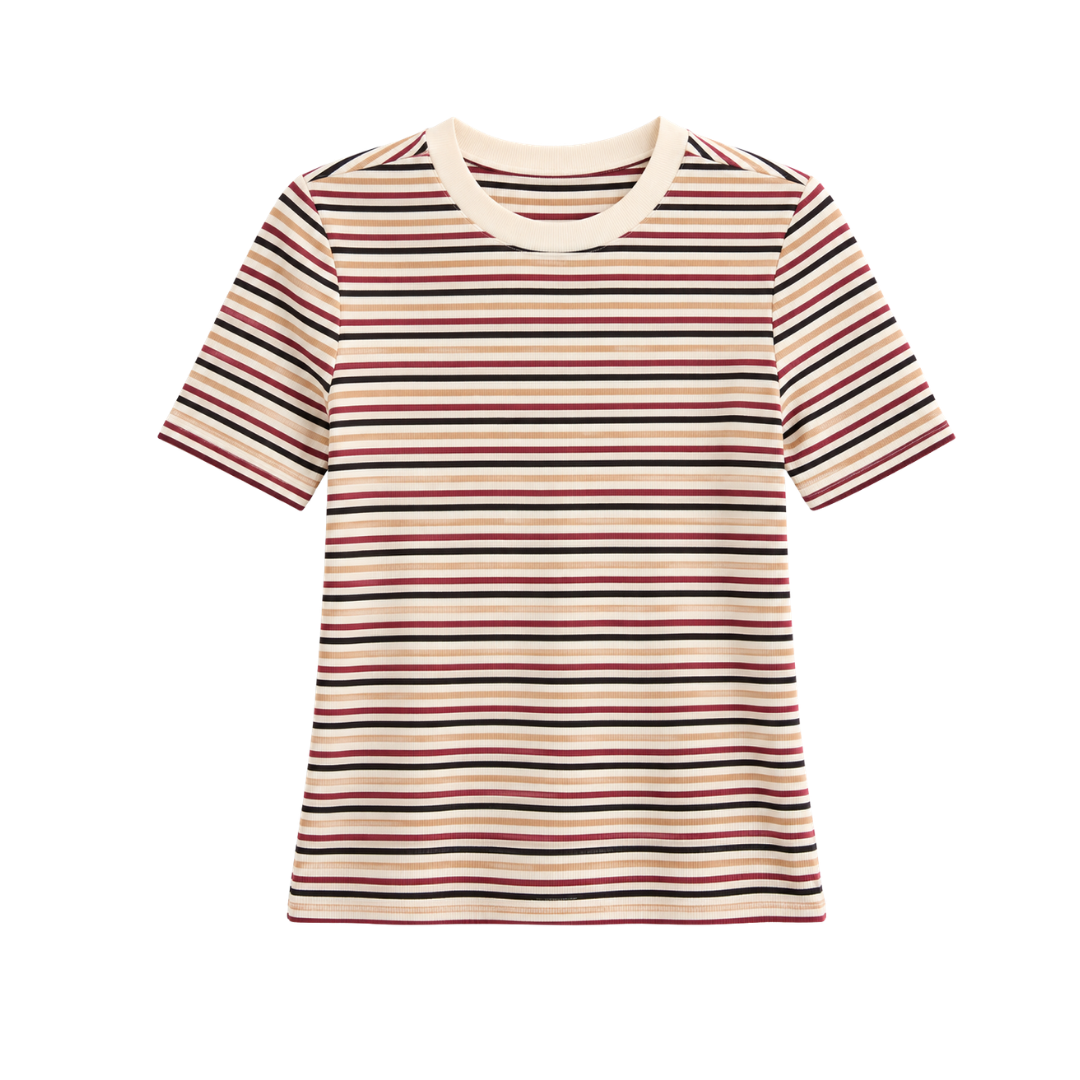 Ribbed Knit Crewneck Tee