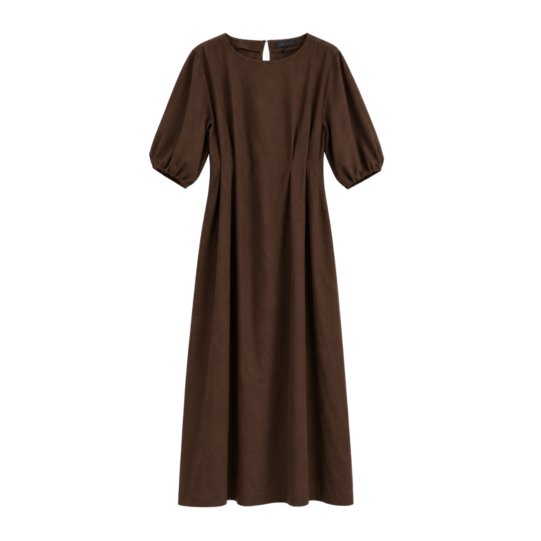 Puff Sleeve Midi Dress