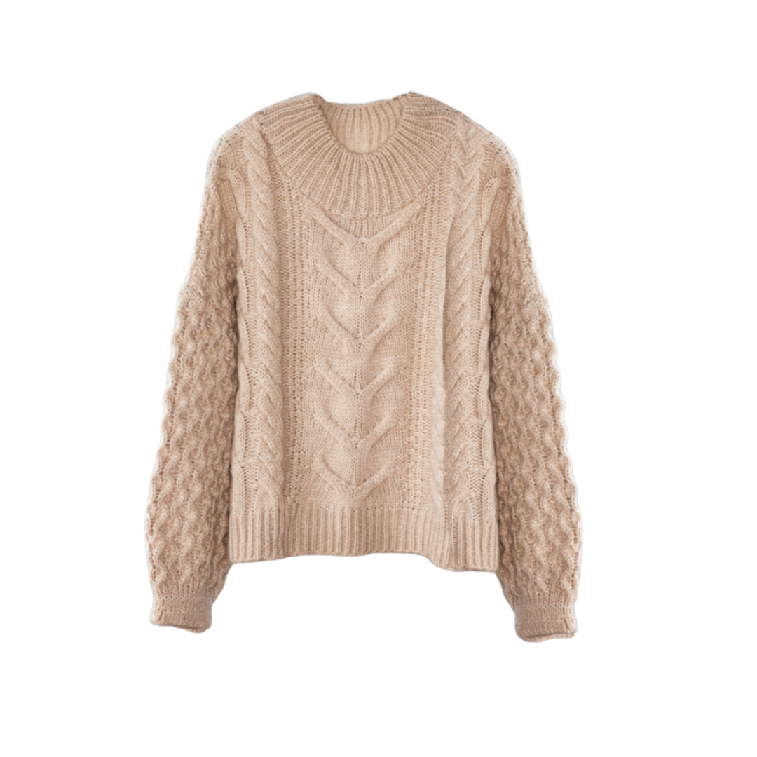 Cable High Neck Sweater