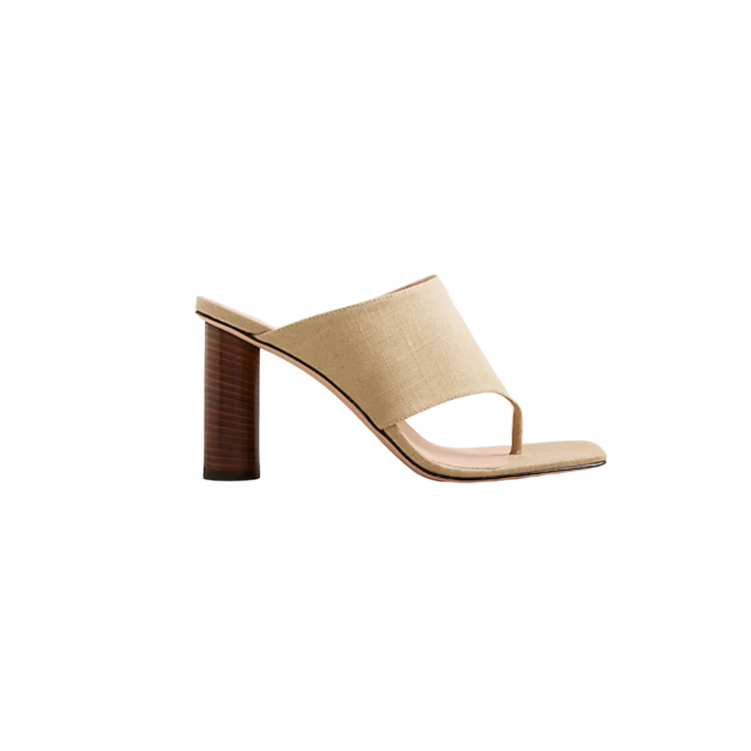 Rounded-heel thong sandals in linen
