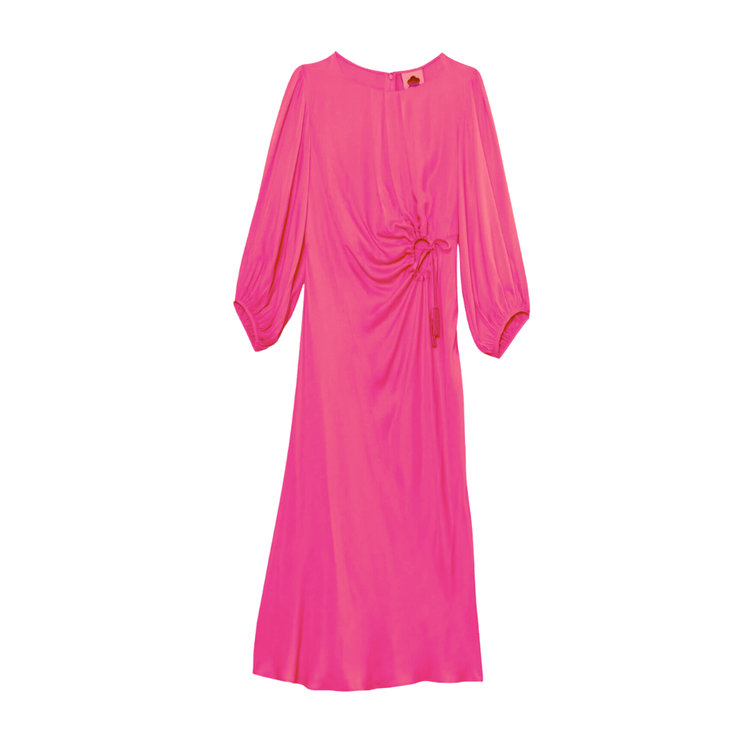 Pink Front Circle Cut Out Midi Dress