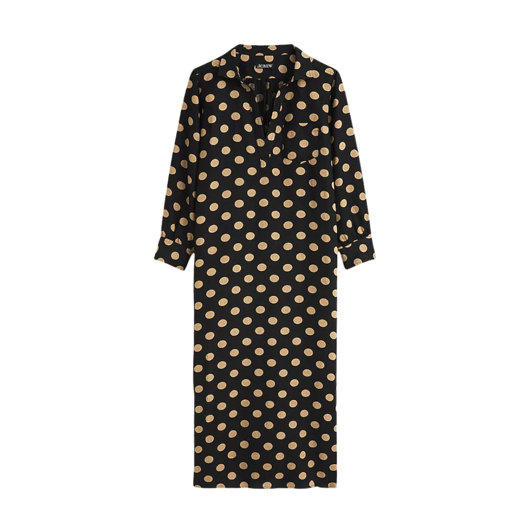 Bungalow maxi popover dress in dot linen