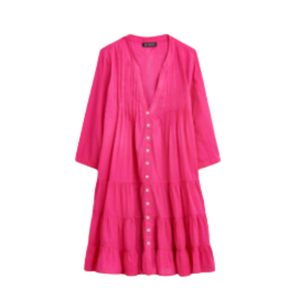 Cotton voile button-front cover-up dress