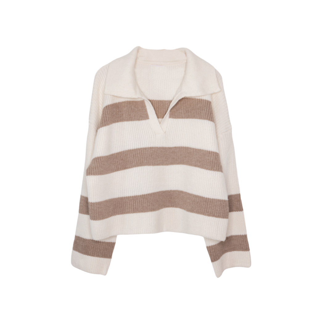 Wide Collar Sweater in Stripe