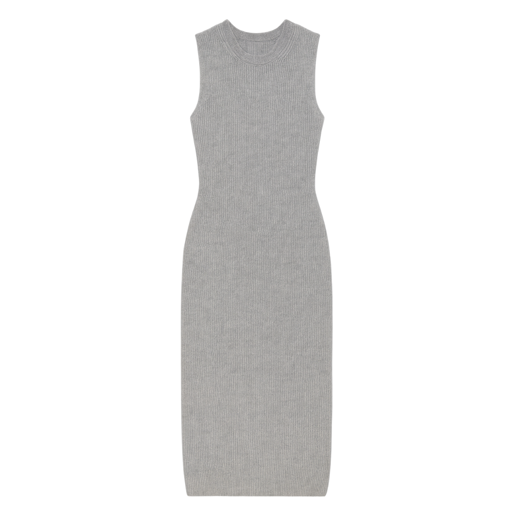 Mongolian Cashmere Sleeveless Midi Sweater Dress