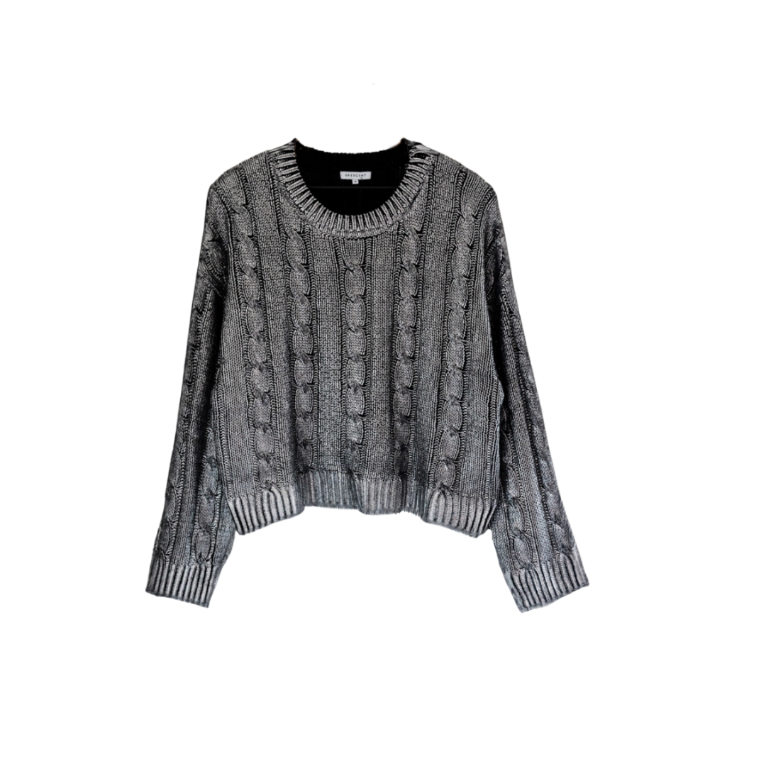 Metallic Coated Cable Knit Sweater