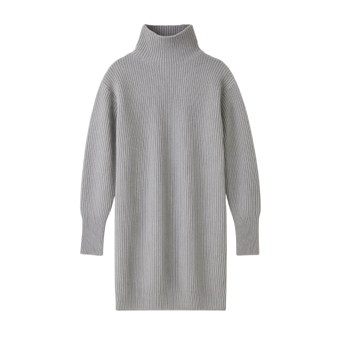 Australian Merino Wool Relaxed Turtleneck Sweater Dress