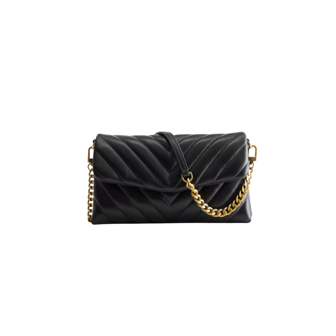 Italian Leather Quilted Wallet Crossbody