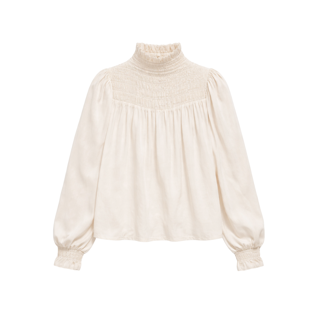 Smocked Satin Blouse