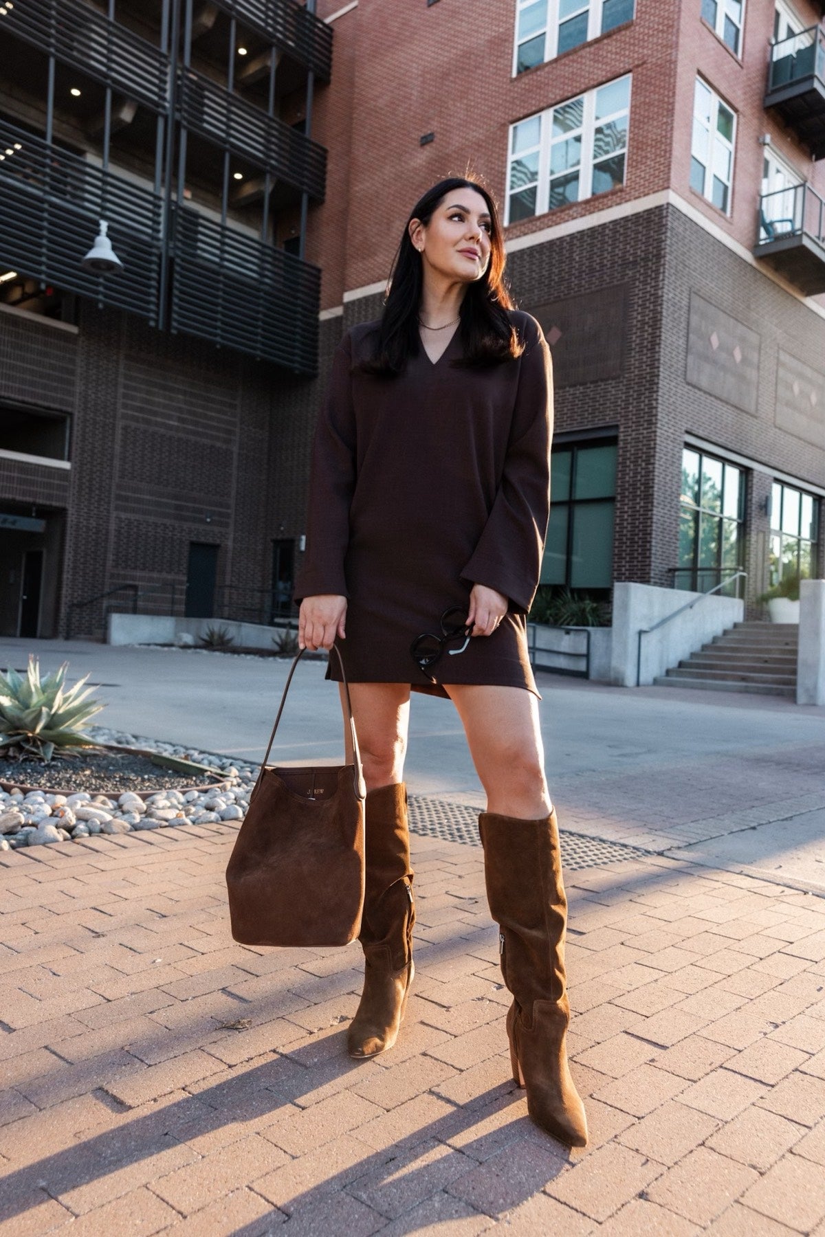 Collar Long Sleeve Shift Dress