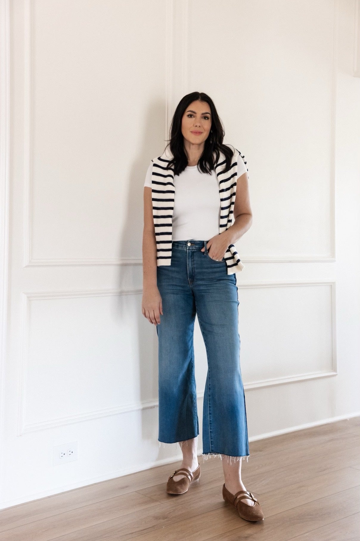 Good Waist Palazzo Crop Tux Stripe