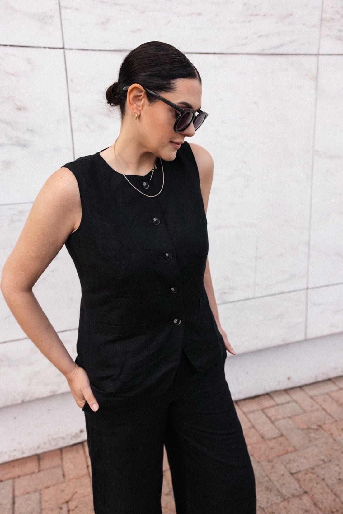 Natalia Long Linen Vest