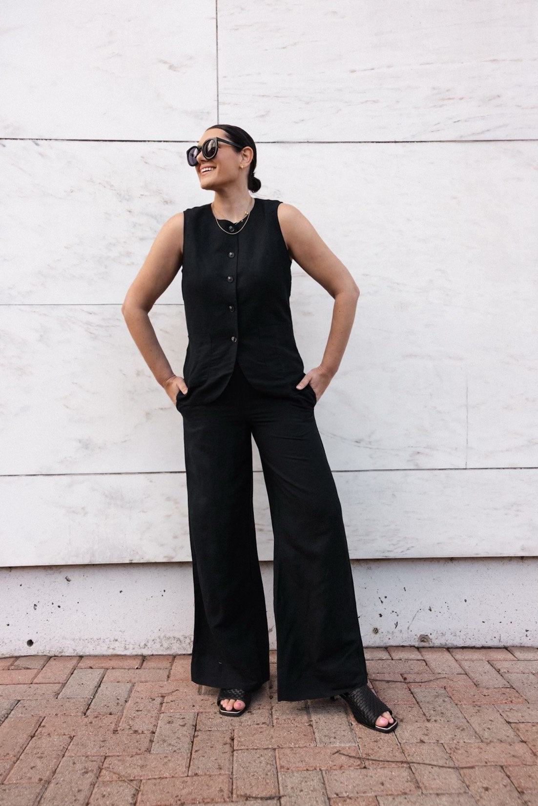 Natalia Long Linen Vest