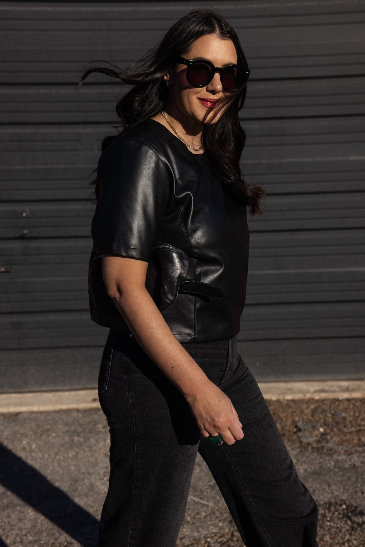 Faux Leather Tee