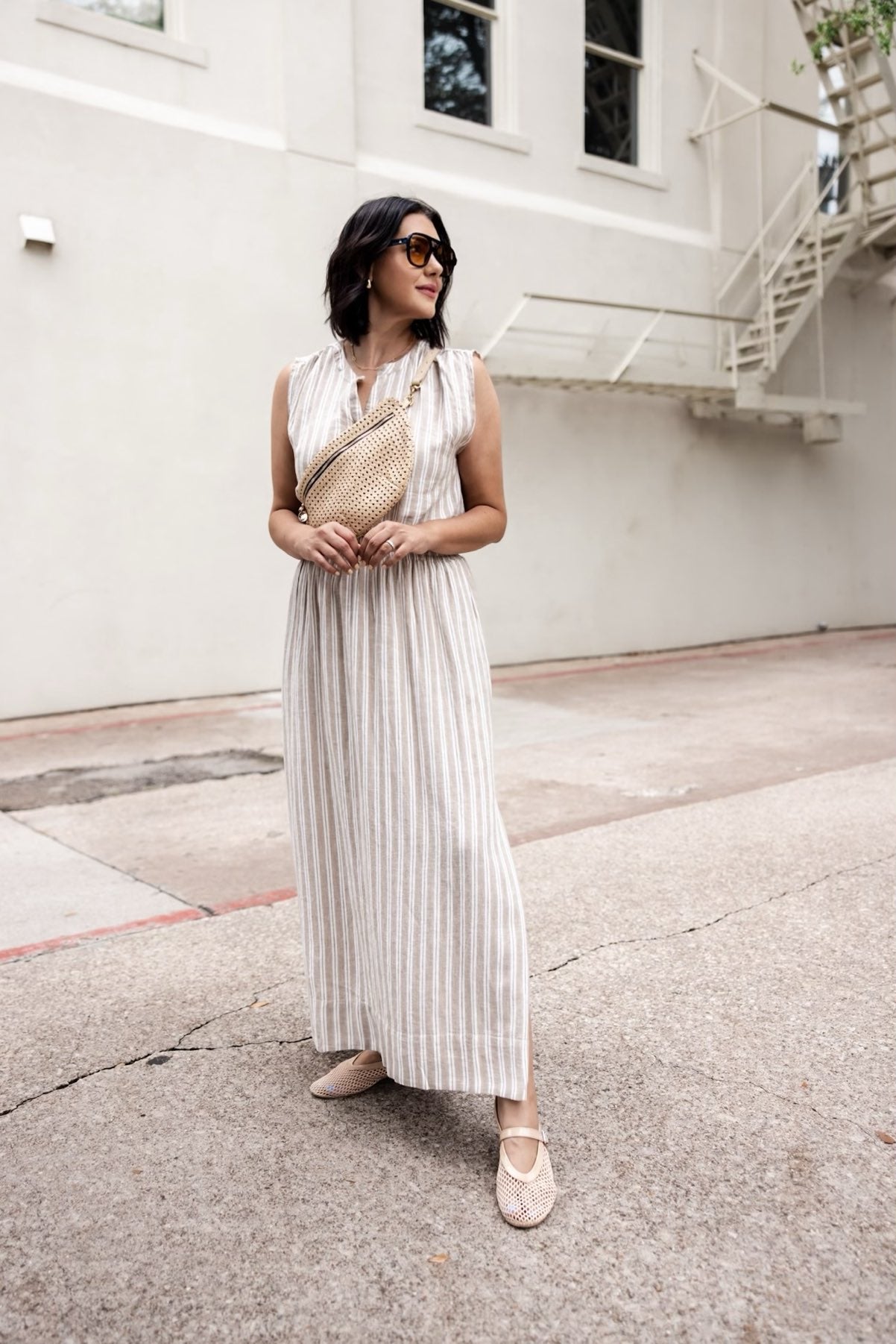 Striped V Neck Top