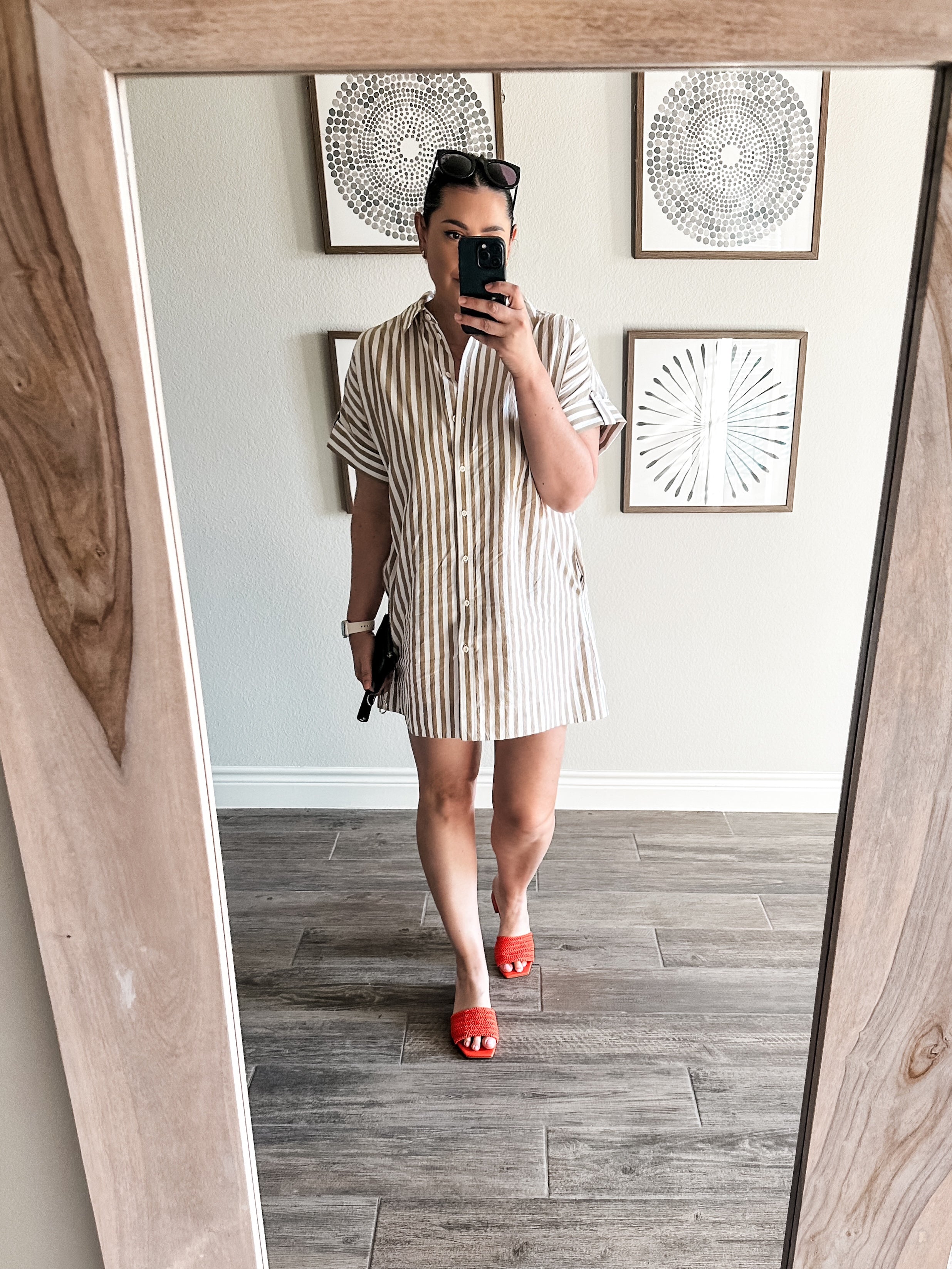 Collared Button-Front Mini Shirtdress