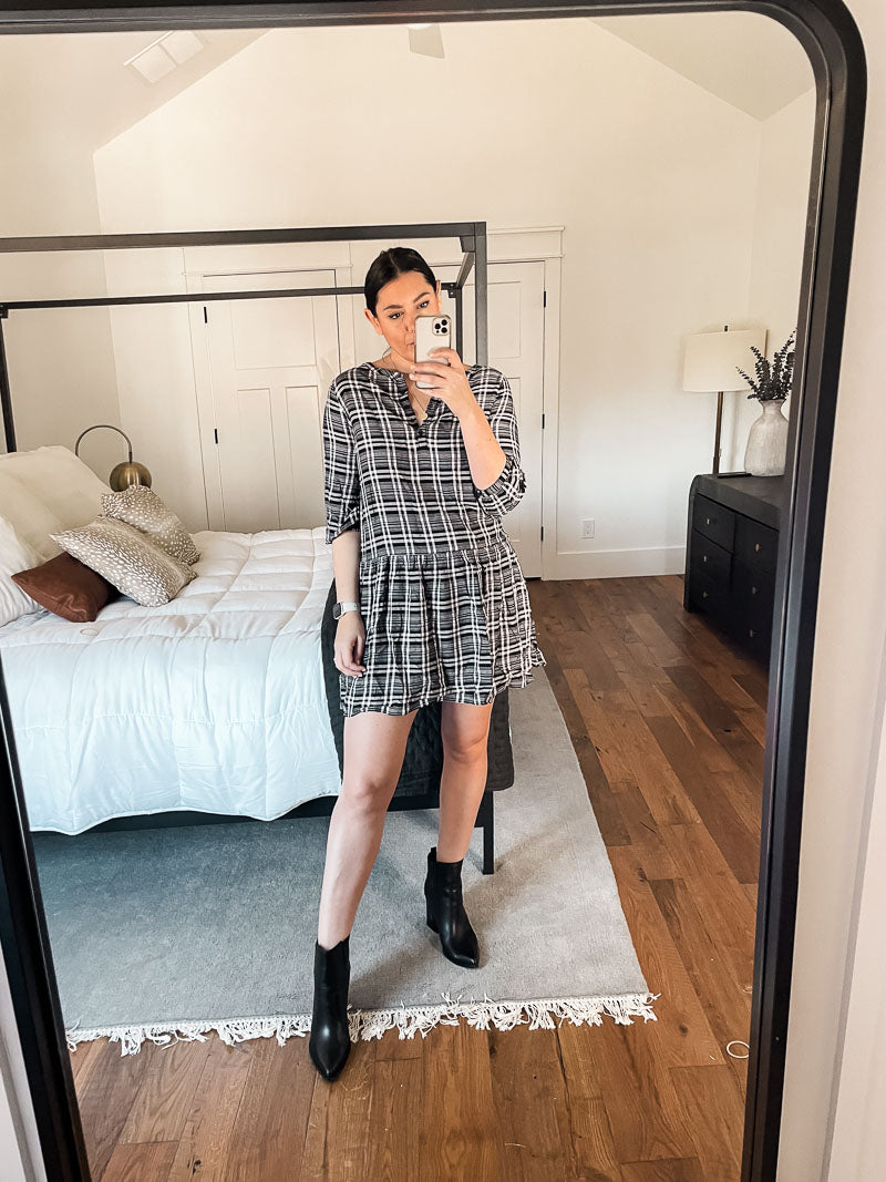 Plaid Mini Shirt Dress