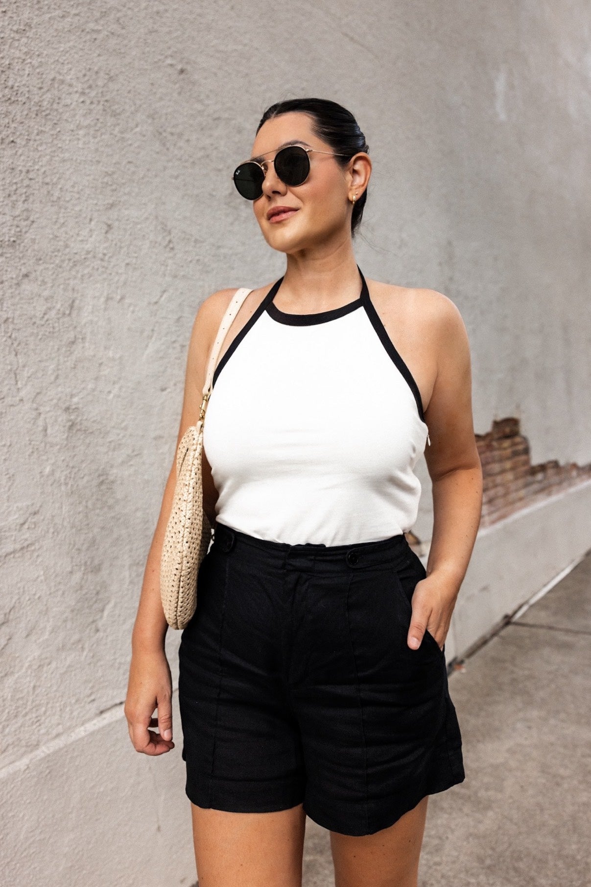 Mariner cloth halter top with contrast trim