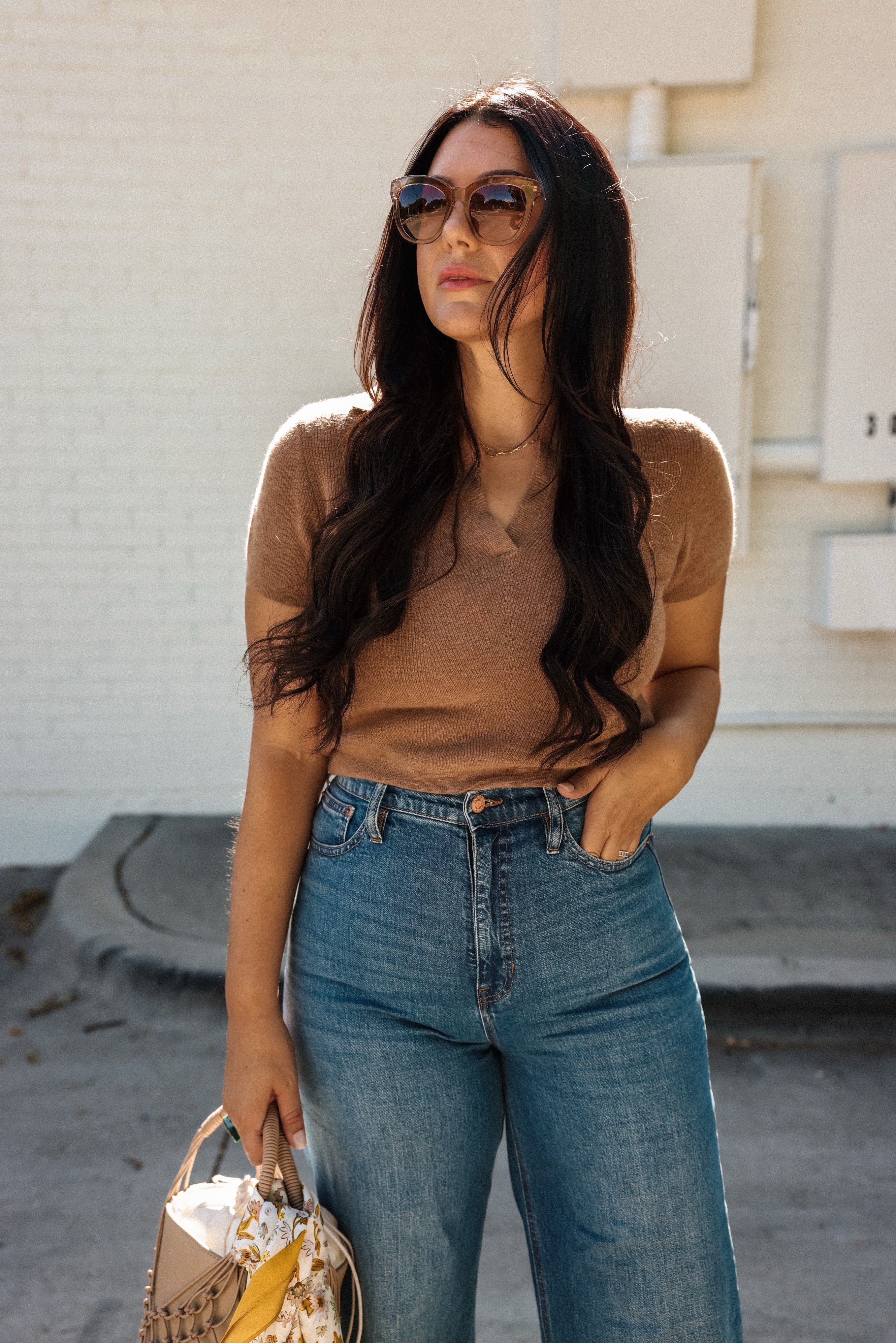 Cashmere collared short-sleeve polo sweater