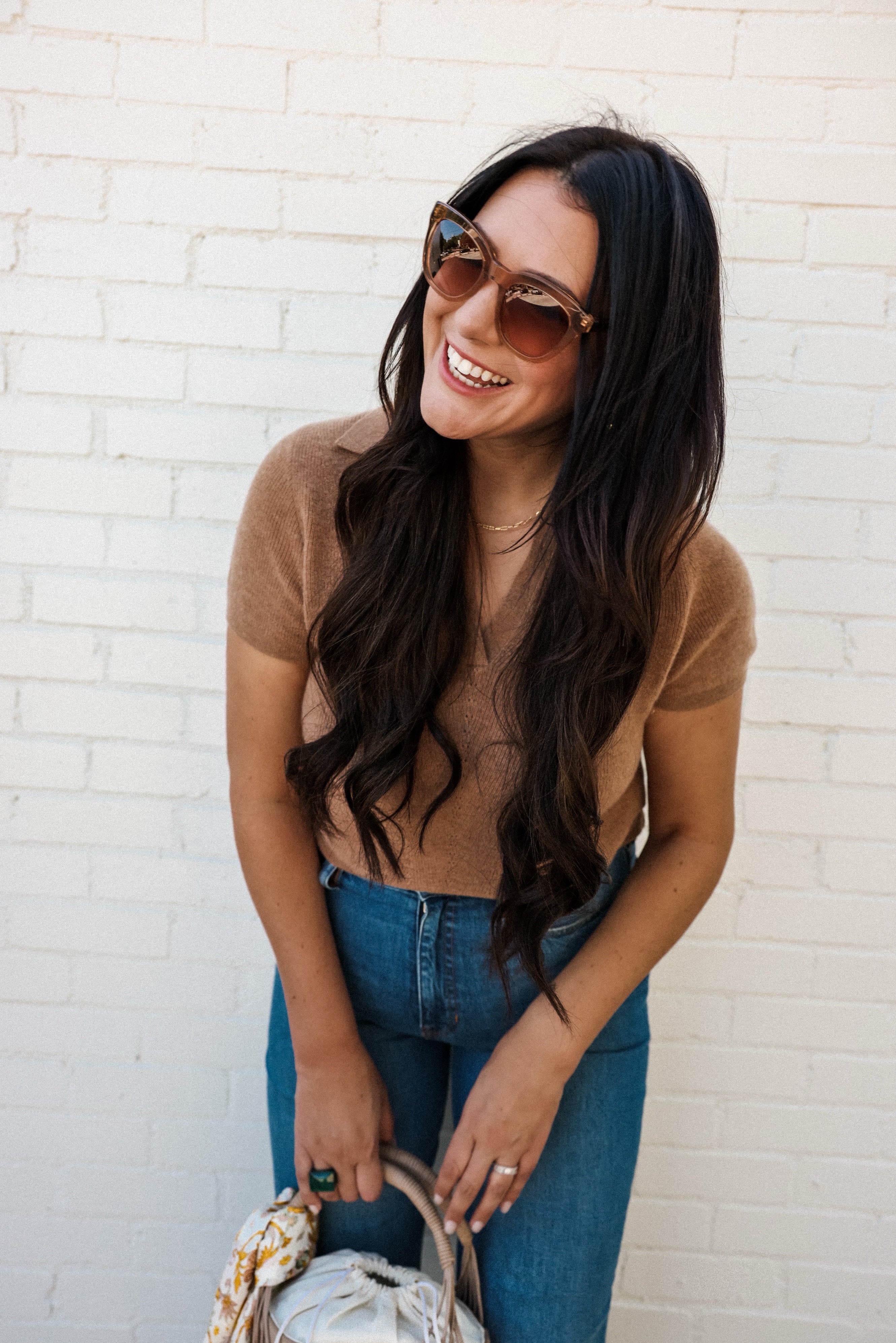 Cashmere collared short-sleeve polo sweater