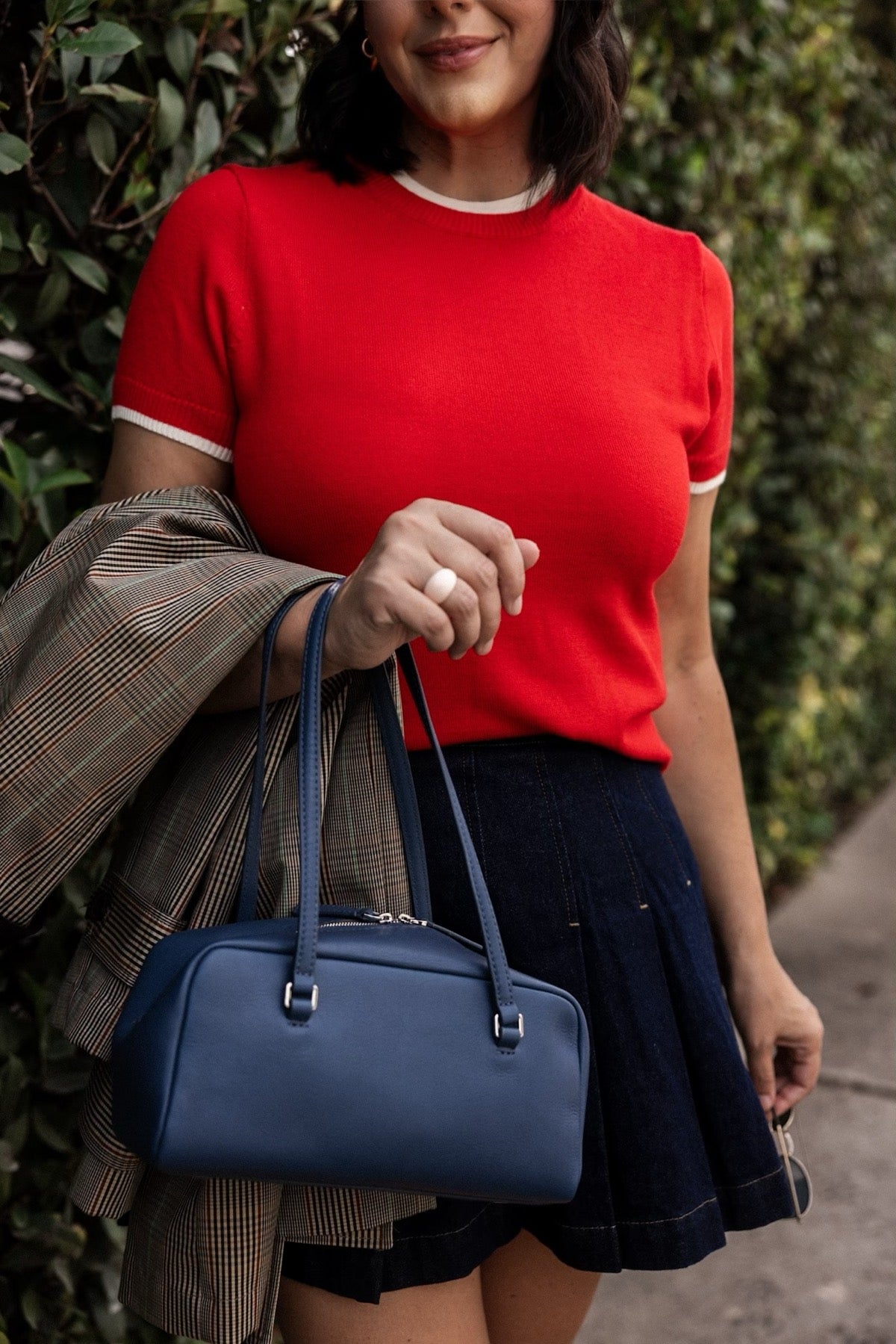 Sweater-tee in contrast-trim merino wool