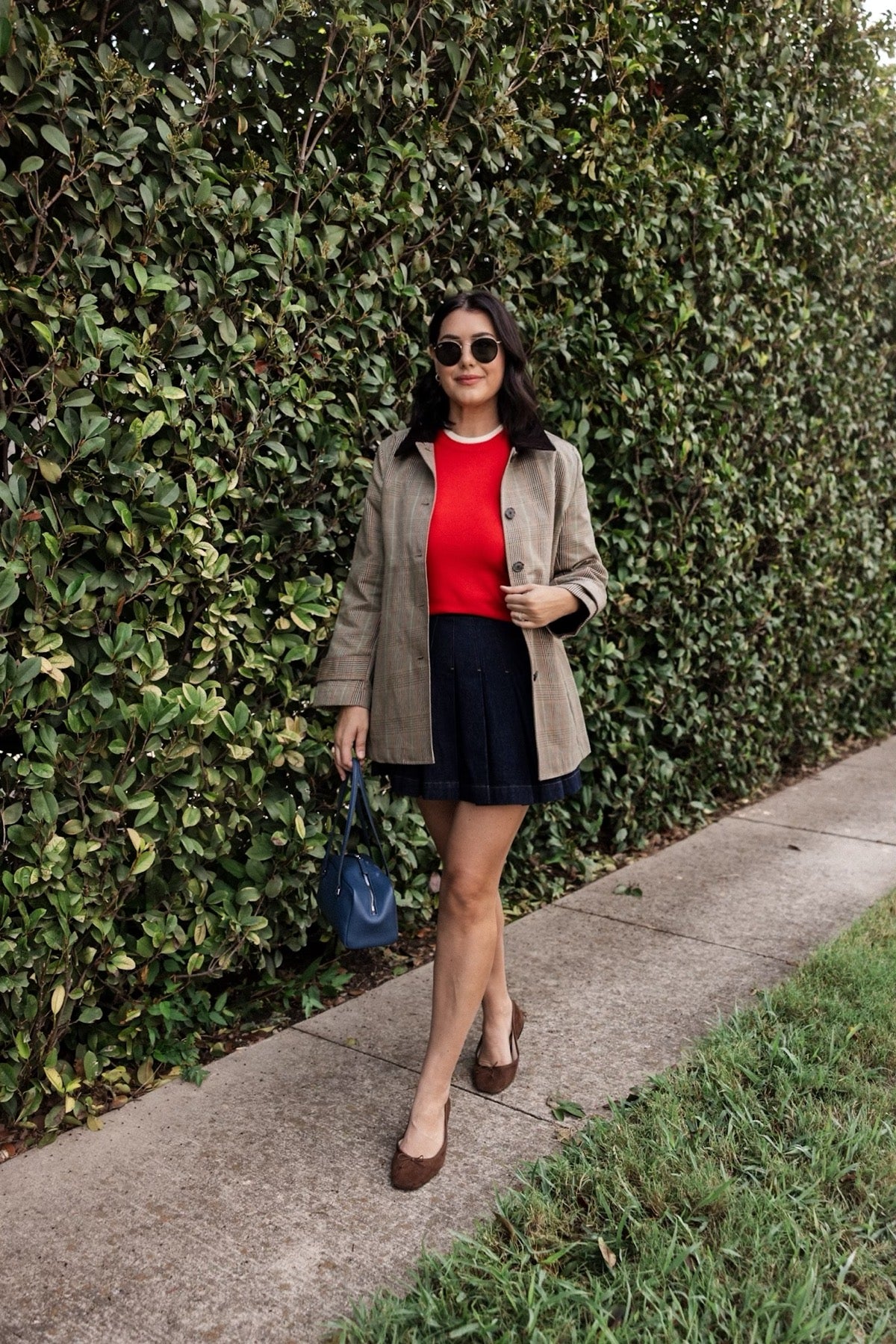 Pleated Denim Mini Skirt