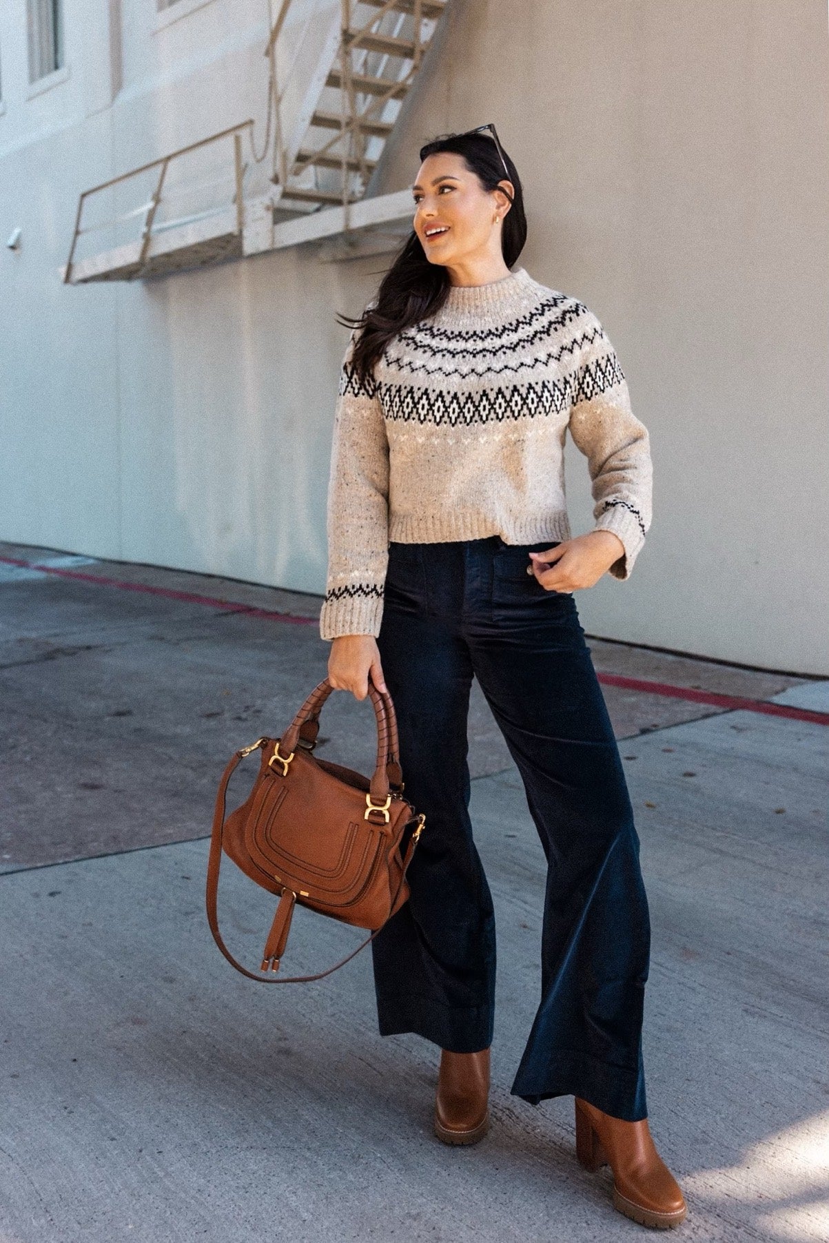 Wide-leg velvet Sailor trouser