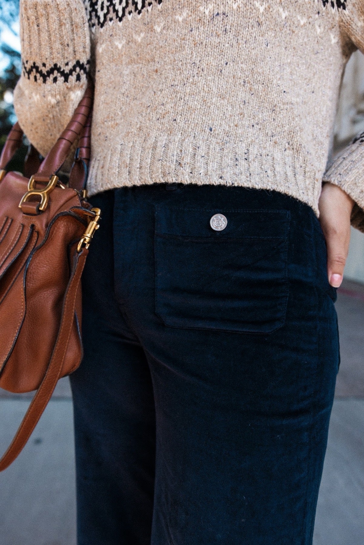 Wide-leg velvet Sailor trouser