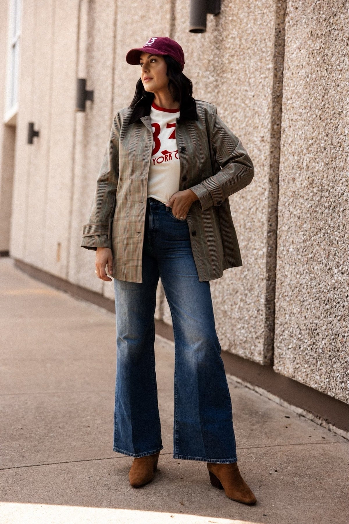 Semi Stretch High Rise Denim Trousers