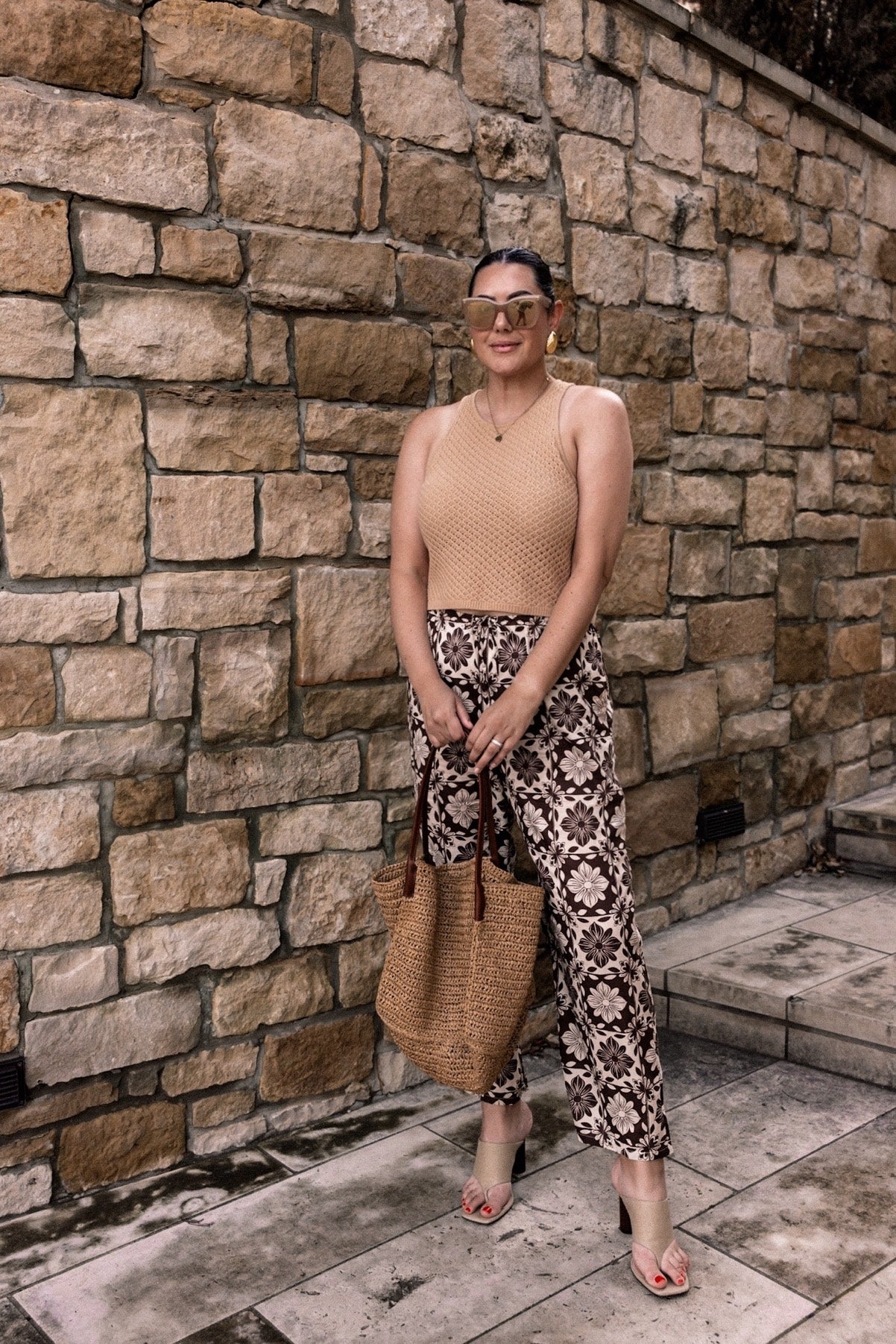 Relaxed beach pant in floral cotton voile