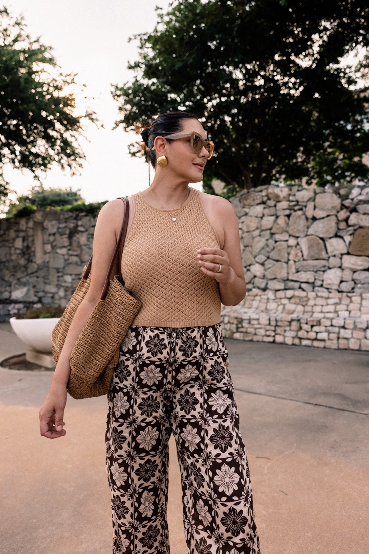 Cashmere pointelle tank top