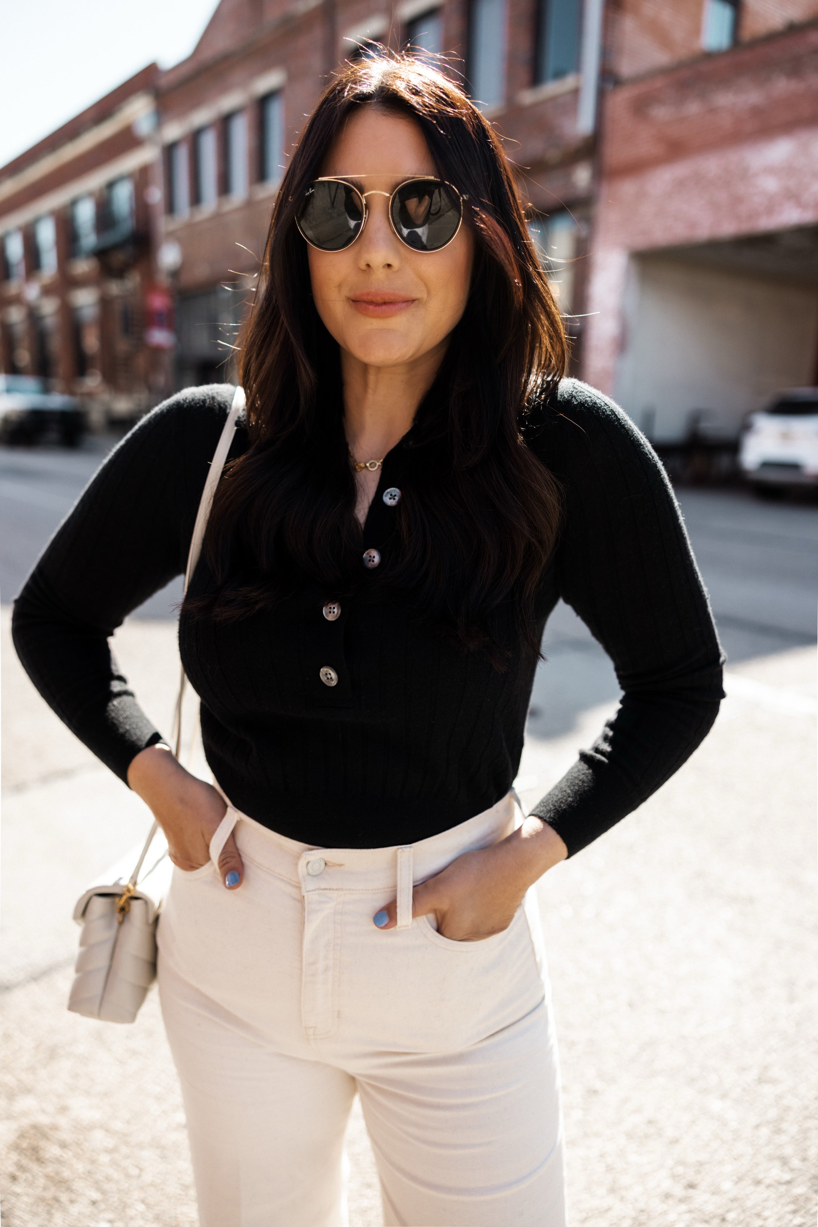 Featherweight cashmere ribbed collared sweater