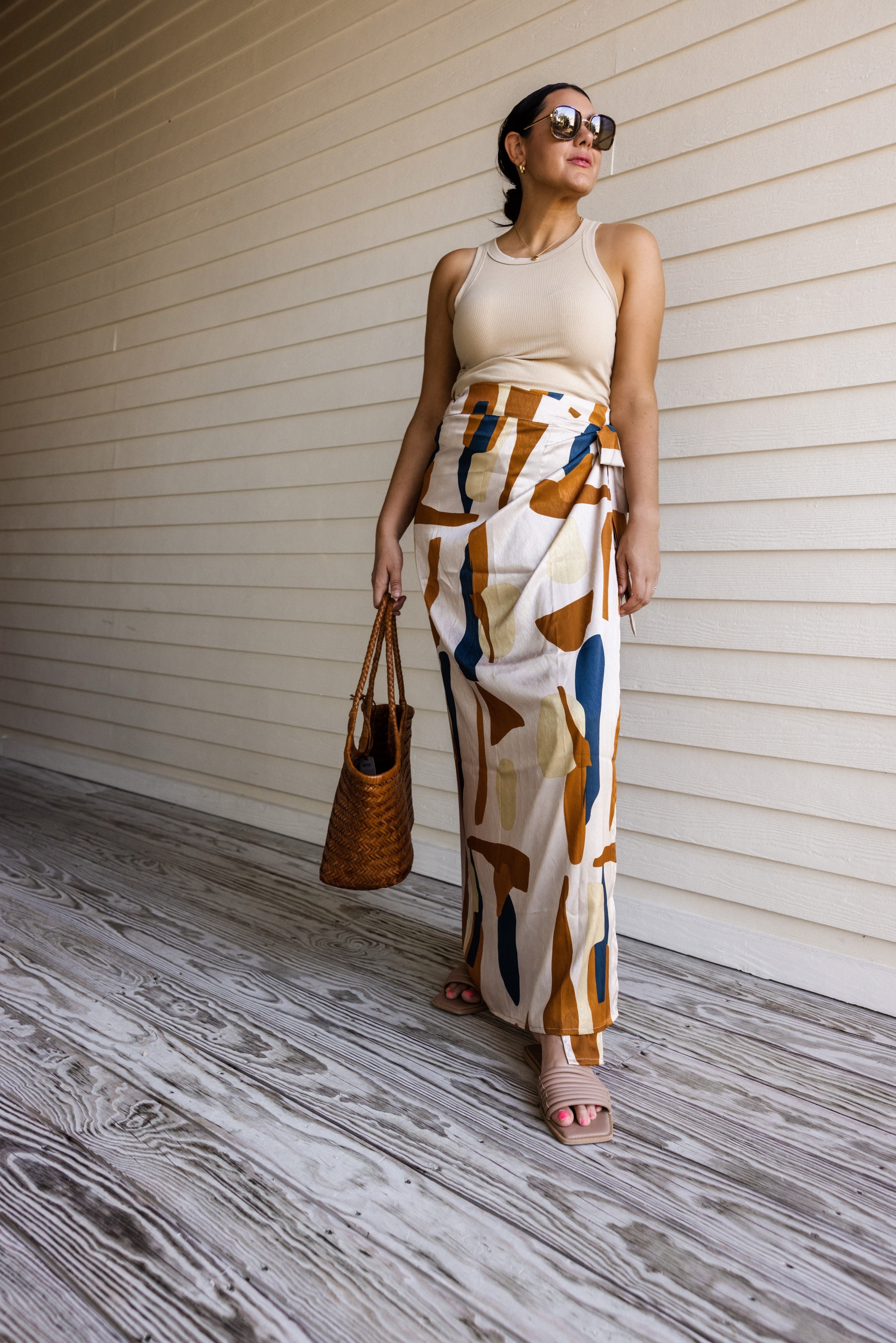 Seur Tilo Print Maxi Wrap Skirt In Tilo Cream