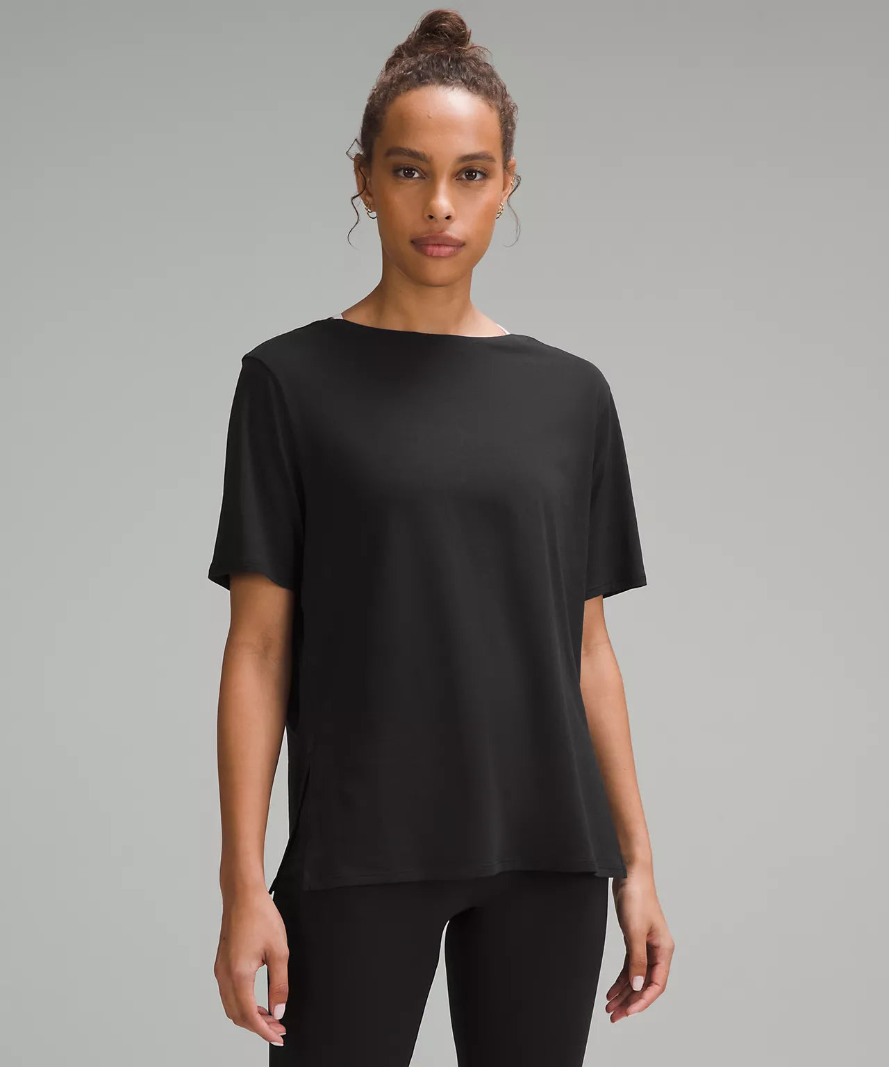 Relaxed-Fit Boatneck T-Shirt in black