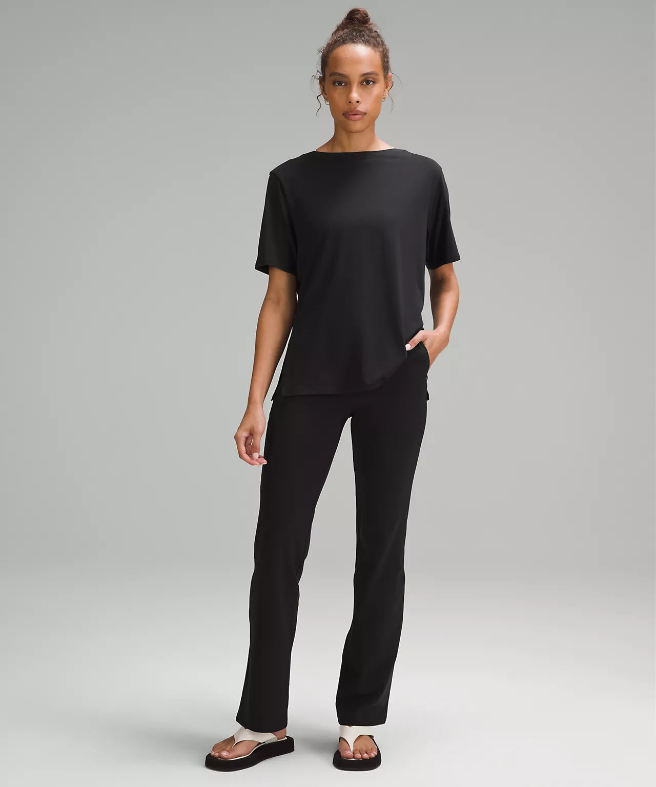 Relaxed-Fit Boatneck T-Shirt in black