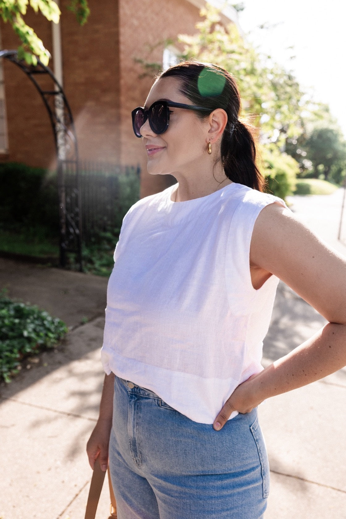 Bateau-Neck Tank in 100% Linen