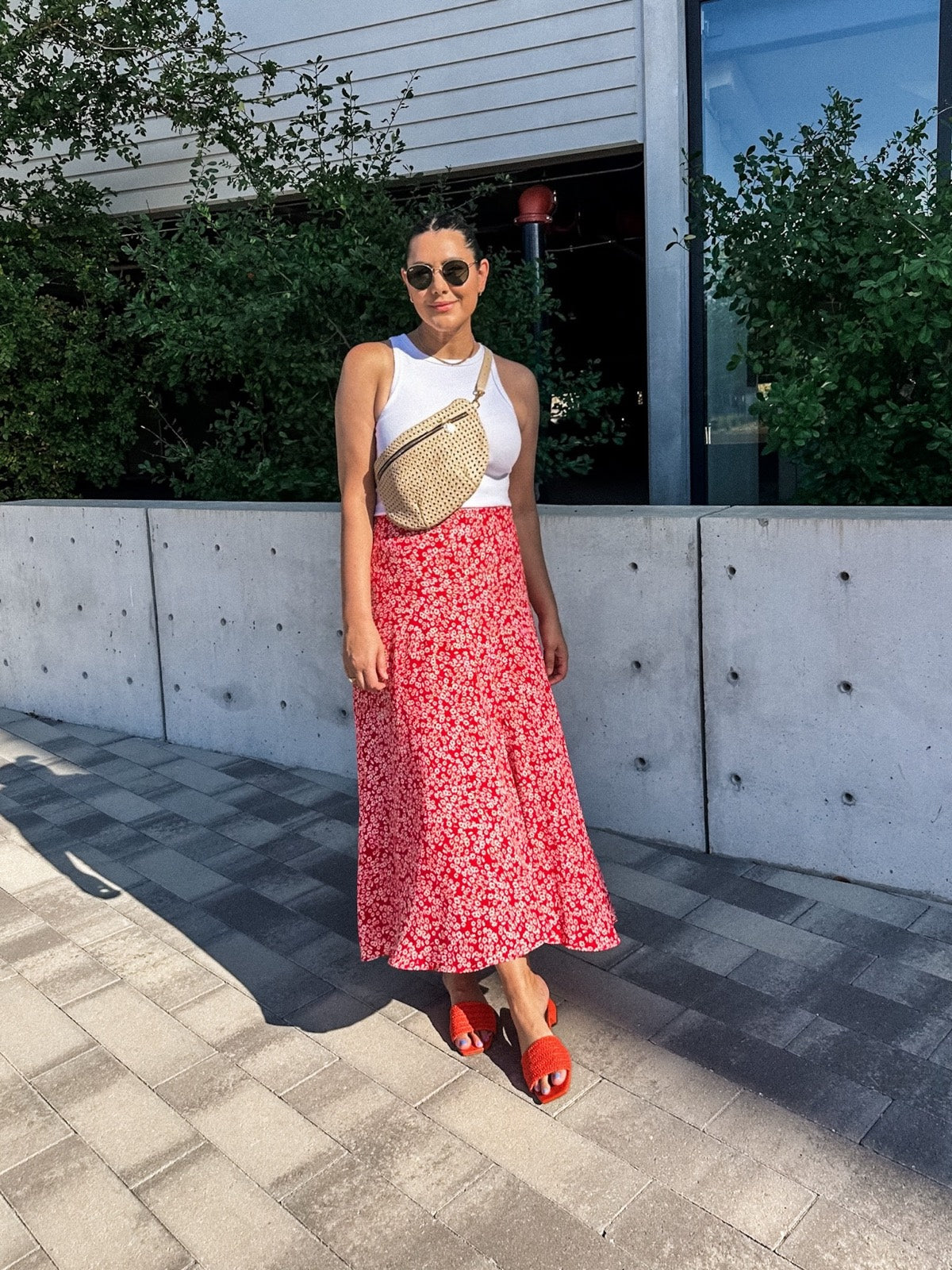 Midi Slip Skirt in Floral