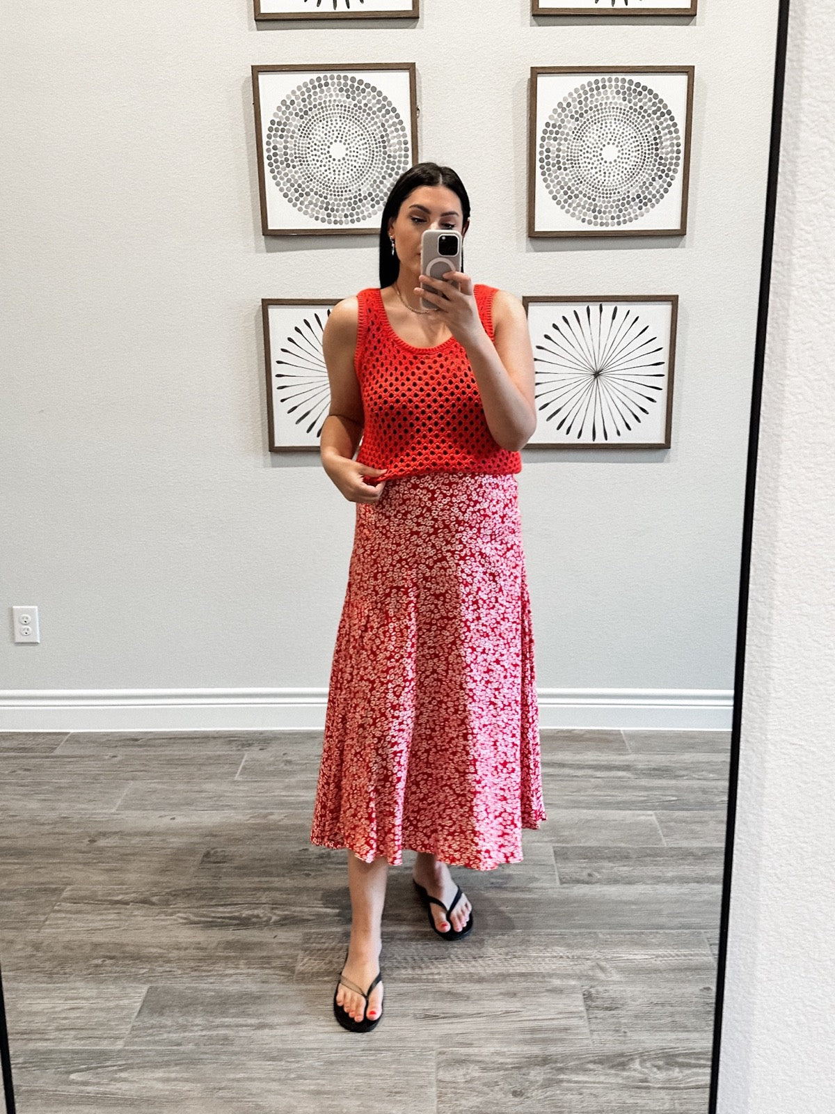 Midi Slip Skirt in Floral