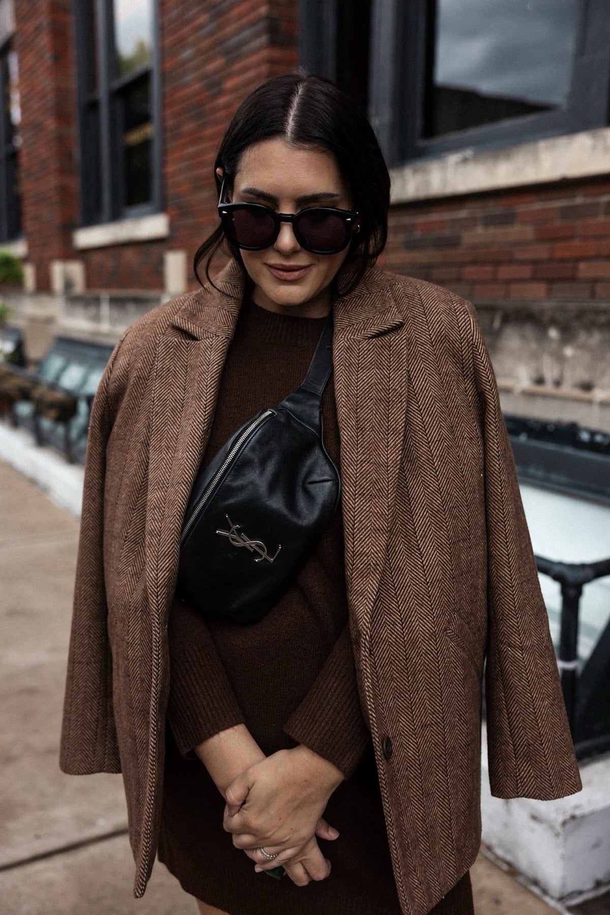 Chevron Oversize Single Breasted Blazer