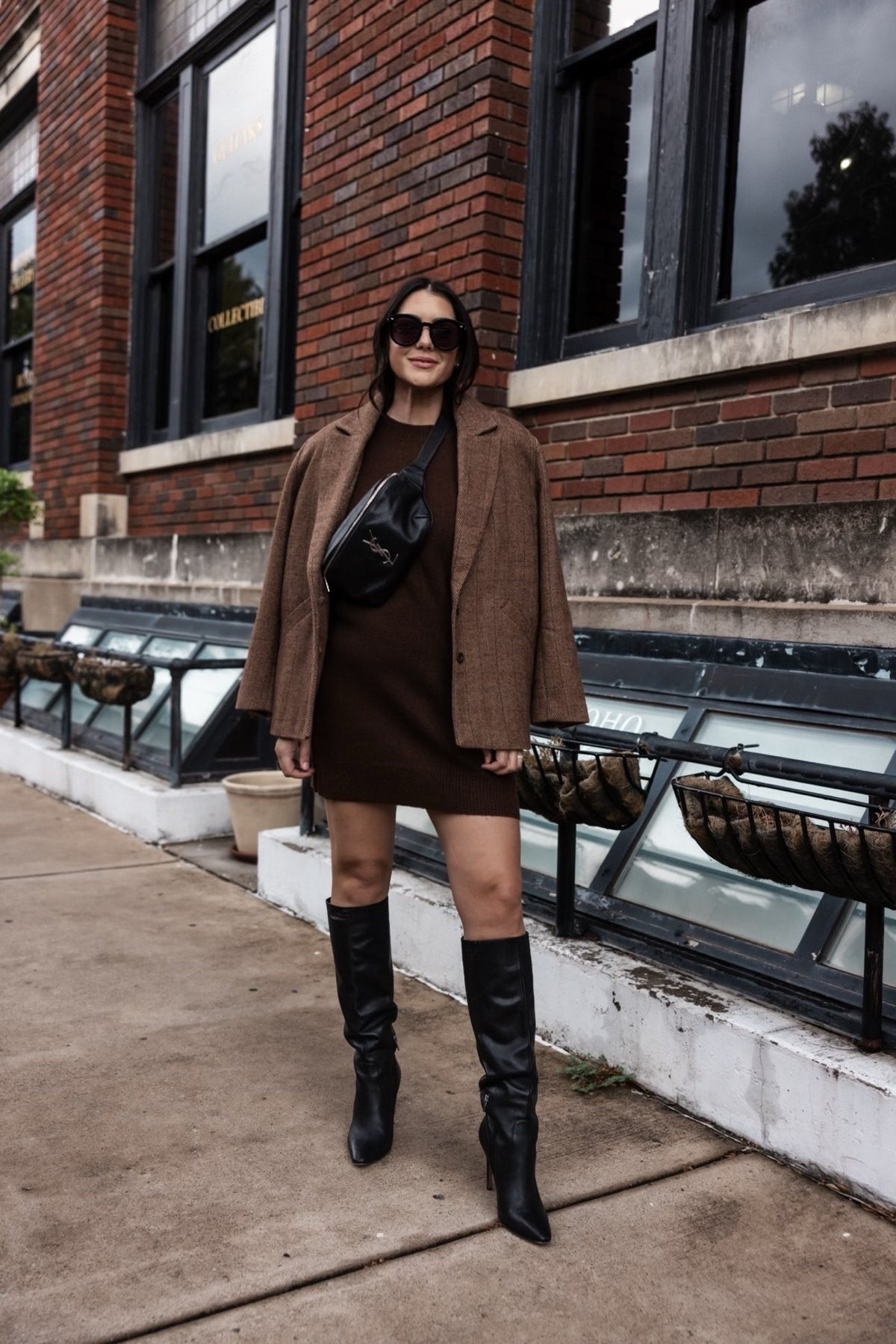 Chevron Oversize Single Breasted Blazer