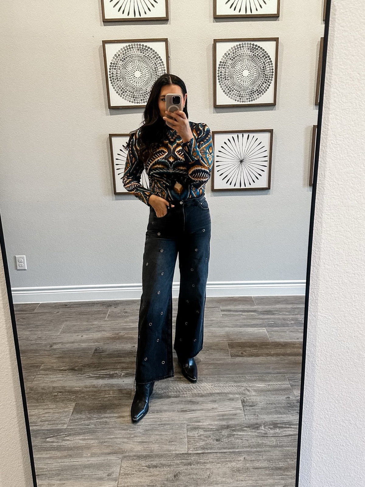 Hendrix Crystal Embellished Eyelet Jeans