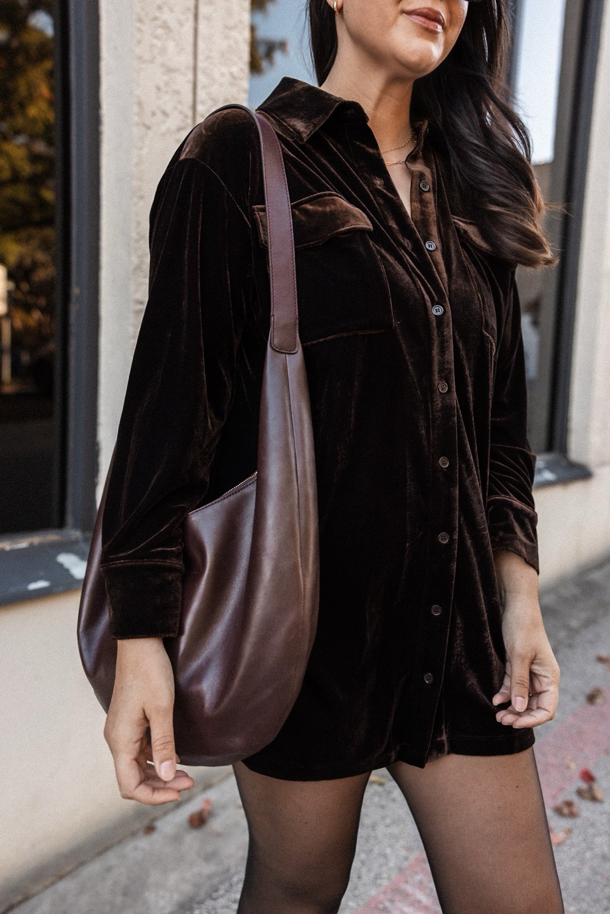 Briella Long Sleve Velour Dress